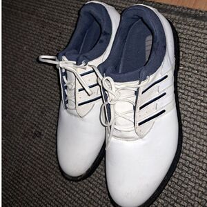 Adidas Sz 9 Ladies White - Blue Trim Golf Shoes
